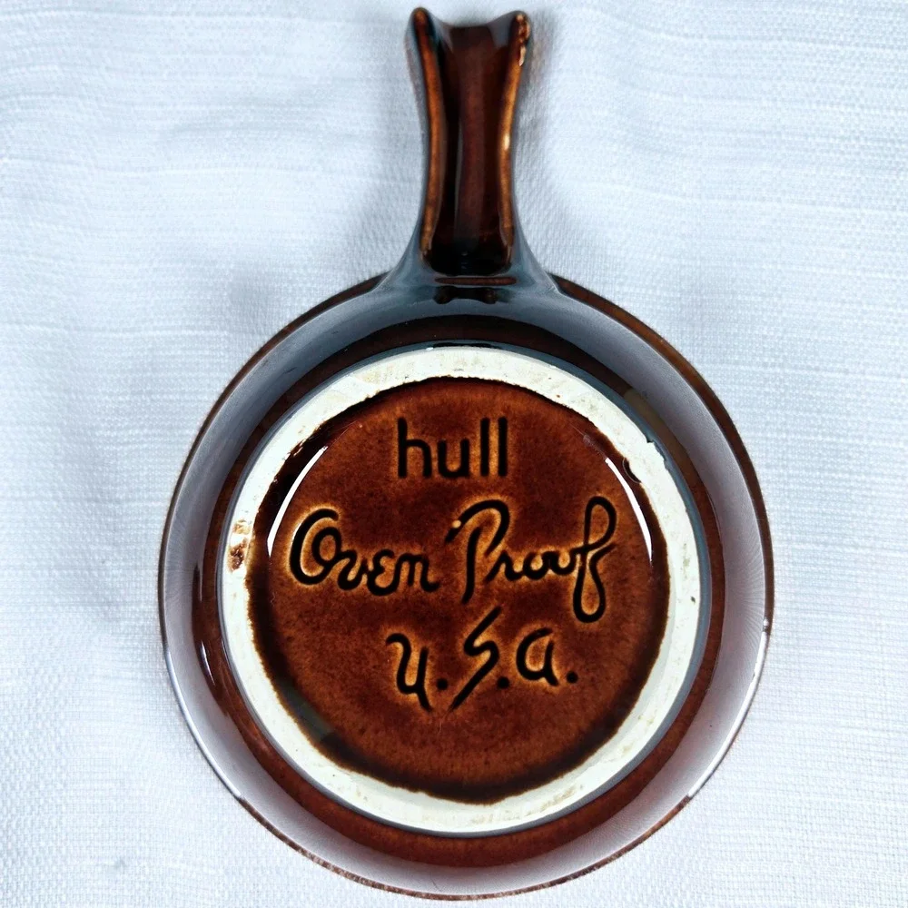 Hull Pottery Brown Drip French Onion Soup Bowl with Lid Oven Proof USA Vintage